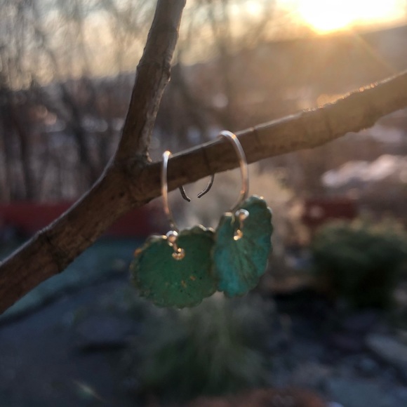 COPY - COPY - COPY - Handcrafted verdigris leaves Earrings - Picture 7 of 9